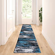 Masada Rugs Trendz Collection 2&#39;x7&#39; Modern Contemporary Runner Area Rug in Blue, Gray and Black - Design Trz863