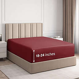 CGK Unlimited Extra Deep Pocket 18 - 24 Inch Microfiber Fitted Sheet - California King - Burgundy