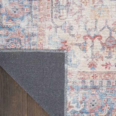 Nicole Curtis Machine Washable Series 1 Vintage Medallion Area Rug Blue/Multi 4' x 6'. View a larger version of this product image.