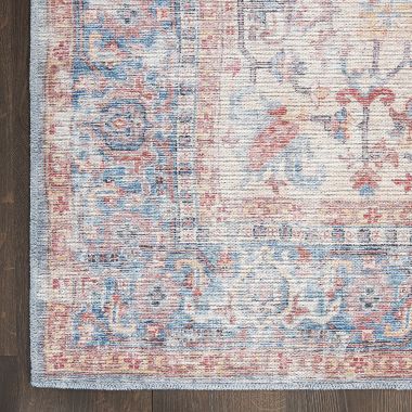 Nicole Curtis Machine Washable Series 1 Vintage Medallion Area Rug Blue/Multi 4' x 6'. View a larger version of this product image.