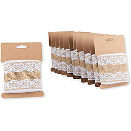 Bright Creations Burlap Ribbon with White Lace, 1.09-Yard Roll (Brown, 2.44 in,12-Pack)