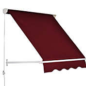 Outsunny 6&#39; Drop Arm Manual Retractable Window Awning Sun Shade Shelter for Patio Balcony Outdoor, Aluminum, Wine Red
