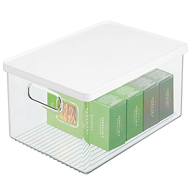 mDesign Plastic Storage Bin Box Container with Lid and Handles - Clear/White. View a larger version of this product image.