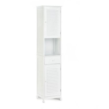 Accent Plus White Slatted Tall Slim Storage Cabinet. View a larger version of this product image.