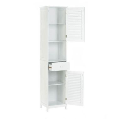 Accent Plus White Slatted Tall Slim Storage Cabinet. View a larger version of this product image.