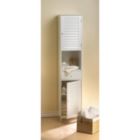 Alternate image 2 for Accent Plus White Slatted Tall Slim Storage Cabinet