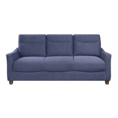 Lazzara Home Welwyn 77 In. Wide Flared Arm Textured Fabric Upholstery Modern Straight Sofa In Blue