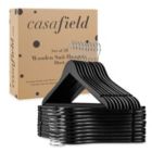 Alternate image 3 for Casafield - 20 Wooden Suit Hangers - Premium Lotus Wood with Notches & Chrome Swivel Hook for Dress Clothes, Coats, Jackets, Pants, Shirts, Skirts