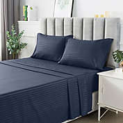 Stock Preferred Luxury Soft Extra Deep Pocket Bed Sheets Set in 4-Pieces Queen Size Navy Blue