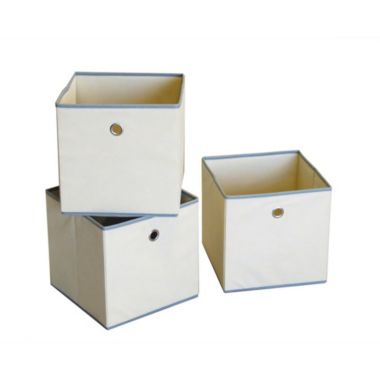 Proman Products Contemporary Decorative Colonial Fabric Bins in Beige. View a larger version of this product image.