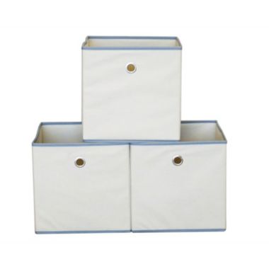 Proman Products Contemporary Decorative Colonial Fabric Bins in Beige. View a larger version of this product image.