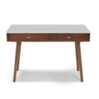Alternate image 0 for The Bianco Collection Viola 44" Rectangular Italian Carrara White Marble Writing Desk with Walnut Legs