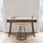 Alternate image 3 for The Bianco Collection Viola 44" Rectangular Italian Carrara White Marble Writing Desk with Walnut Legs