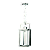 ELK lighting Crested Butte 1-Light Outdoor Pendant in Antique Brushed Aluminum with Clear Glass Enclosure