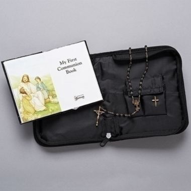 4 Piece Boy Communion Folder Set Rosary Book Pin. View a larger version of this product image.
