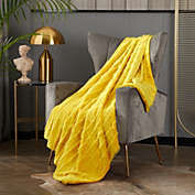 Chic Home Clapton Throw Blanket Clip Jacquard Flannel Micromink Backing Design - 50x60", Yellow