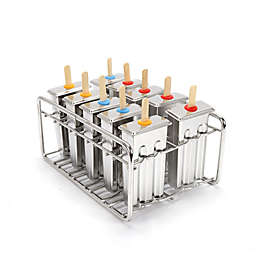 Stock Preferred 10x Stainless Steel Ice Cream Stick Popsicle Molder with Holder