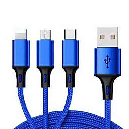 Kitcheniva 3-in-1 Type-C Micro USB Lighting Data Sync Fast Charging, Blue