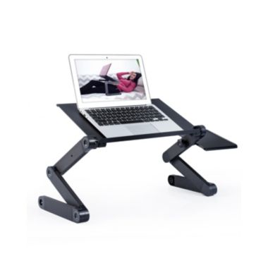 RAINBEAN Black Adjustable and Foldable Portable Laptop Stand with Mouse Pad and 2 CPU Cooling USB Fans. View a larger version of this product image.