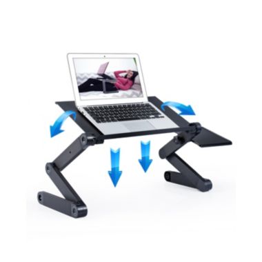 RAINBEAN Black Adjustable and Foldable Portable Laptop Stand with Mouse Pad and 2 CPU Cooling USB Fans. View a larger version of this product image.