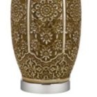 Alternate image 1 for Saltaro Sherpi 29 Inch Ceramic Table Lamp with Dimmer, Floral Base, Olive- Saltoro Sherpi