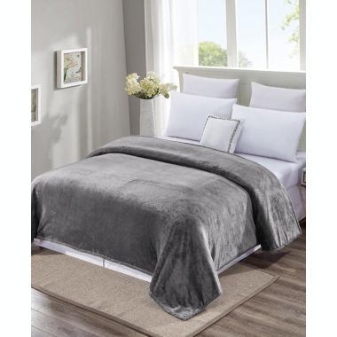 Super Plush Comfy Solid Microplush Blanket Queen - Grey. View a larger version of this product image.