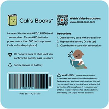 Cali's Books Battery Kit for Interactive Musical Books. Battery Kit with 9 AG10-LR54 Batteries and Small Screwdriver for Sound Books. View a larger version of this product image.