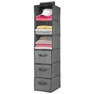 mDesign Long Fabric Over Closet Rod Hanging Organizer, 6 Shelves. View a larger version of this product image.