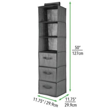 mDesign Long Fabric Over Closet Rod Hanging Organizer, 6 Shelves. View a larger version of this product image.