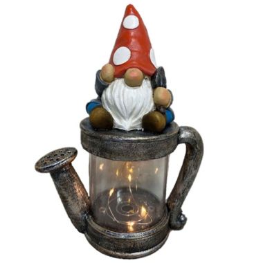 Santa's Workshop Outdoor Decorative 10" Solar Gnome With Watering Can. View a larger version of this product image.