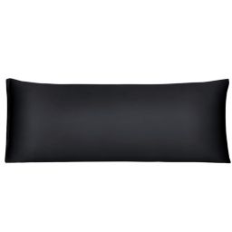 PiccoCasa Satin Solid Body Pillow Case, Black Silky Body Pillowcases for Hair and Skin, 21x54 Inches Long Pillow Covers with Zipper Closure