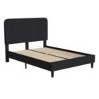 Alternate image 2 for Merrick Lane Remi Queen Platform Bed with Headboard - Black Fabric Upholstered Frame - 14 Wooden Slats - No Box Spring Required