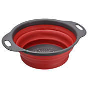 Unique Bargains Collapsible Colander, Silicone Round Foldable Strainer with Handle Kitchen Space Saving Suitable for Pasta, Vegetables, Fruits - Red Diameter Sizes 9.4in