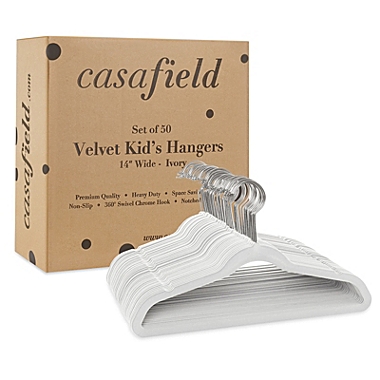 Casafield 50 Velvet Kid&#39;s Hangers - 14" Size for Children&#39;s Clothes. View a larger version of this product image.