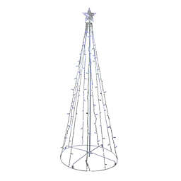 Northlight 5' Blue and White LED Lighted Twinkling Show Cone Christmas Tree Outdoor Decor