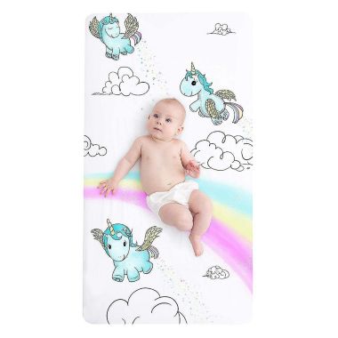 JumpOff Jo Fitted Crib Sheet, Cotton Crib Sheet for Standard Sized Crib Mattresses, Hypoallergenic and Breathable, 28" x 52", Unicorn Pixie Dust. View a larger version of this product image.