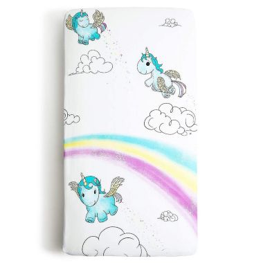 JumpOff Jo Fitted Crib Sheet, Cotton Crib Sheet for Standard Sized Crib Mattresses, Hypoallergenic and Breathable, 28" x 52",  Unicorn Pixie Dust. View a larger version of this product image.
