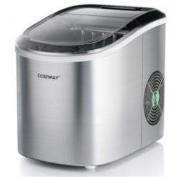 Costway 2.2 L Portable Ice Cube Maker with Bullet Shaped Ice Cube-Silver Gray