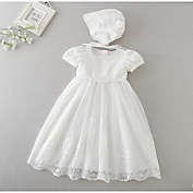 Laurenza&#39;s Baby Girls Lace Baptism Dress Christening Gown with Bonnet