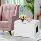 Alternate image 3 for Hooya Cat Litter Box Enclosure with Double Doors for Large Cat and Kitty (White)