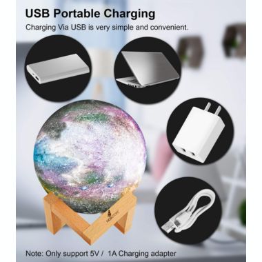 Noa Store Galaxy Moon Night Lamp - Night Light 16 Colors USB Charging, Touch. View a larger version of this product image.