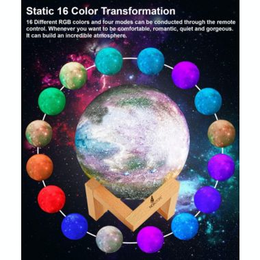 Noa Store Galaxy Moon Night Lamp - Night Light 16 Colors USB Charging, Touch. View a larger version of this product image.
