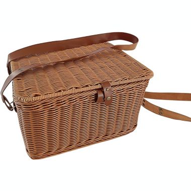 Kovot Poly-Wicker Picnic Basket Measures 14" x 12" 7.5" for Picnics, Parties and BBQs Hand Woven Polypropylene Fibers That Will Last with Leather Straps. View a larger version of this product image.