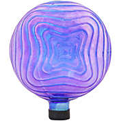 Sunnydaze Peaceful Waves Rippled Texture Indoor/Outdoor Gazing Globe Glass Garden Ball - 10" Diameter - Blue