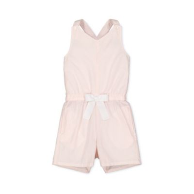 Hope & Henry Girls Button Front Overall with Cross Back Detail 