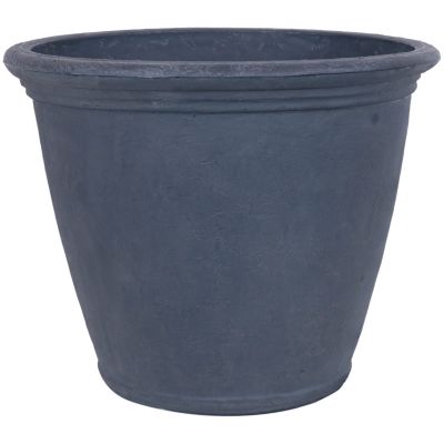 Sunnydaze Anjelica Polyresin Indoor/Outdoor Unbreakable Double-Walled UV-Resistant Flower Pot Planter - 24" Diameter - Slate