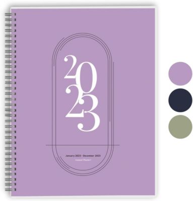 Rileys 2023 Weekly Planner - Annual Weekly & Monthly Agenda Planner, Jan - Dec 2023, Flexible Cover, Notes Pages, Twin-Wire Binding (8.5 x 11-Inches, Lilac)