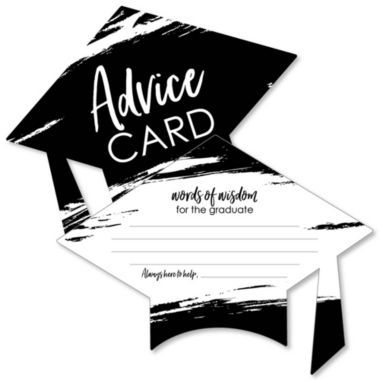 Big Dot of Happiness Black and White Grad - Best is Yet to Come - Black and White Grad Cap Graduation Party Advice Cards - Set of 20. View a larger version of this product image.