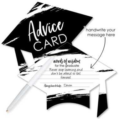 Big Dot of Happiness Black and White Grad - Best is Yet to Come - Black and White Grad Cap Graduation Party Advice Cards - Set of 20. View a larger version of this product image.