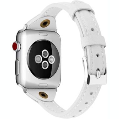 Worryfree Gadgets Leather Slim Bands for Apple Watch 38mm 40mm 41mm iWatch Series 8 7 6 SE 5 4 3 2 1- Assorted Colors - 38/40/41mm - White. View a larger version of this product image.